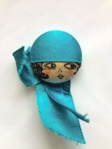 アンティーク　ガ―ターボタン ブルー