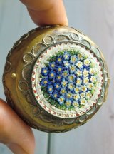 忘れな草のマイクロモザイク　ロザリオケース