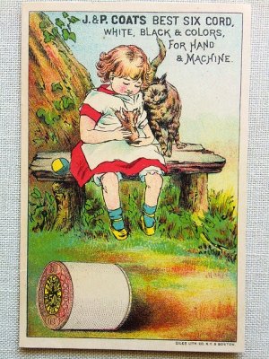 画像1: ヴィクトリアントレードカード　糸の会社　猫といっしょ