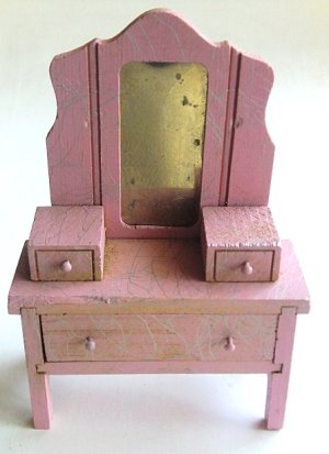 画像1: ヴィンテージ　ドールハウス　ピンクのドレッサー ＆ チェアー