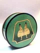 ヴィンテージ缶 　クラシカルなふたごの踊り子　ブルー