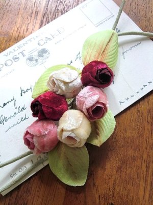 画像3: 布花　薔薇のつぼみ　ベルベット　コサージュ