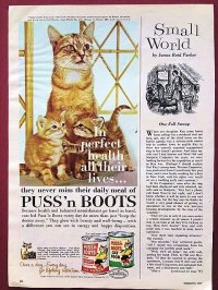 キャットフードの広告　長靴をはいた猫　　　