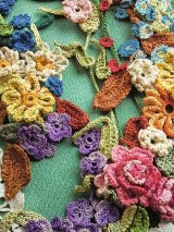 ニットの花　フレーム仕立て　ハンドメイド　