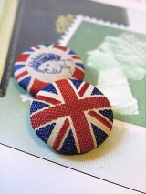 ユニオンジャックとクイーン　女王陛下　コロネーションのボタン　英国　エリザベス