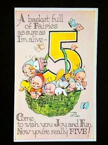 他の写真2: ５歳のお誕生日　バースデカード　かごの中の５人の妖精たち　 アトウェル 　