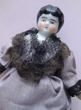 ドールハウスサイズのチャイナヘッドドール　ヴィクトリアンドレス　　