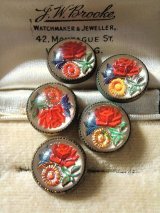 ガラスドームの花　５個セット　ガラスボタン　　