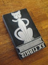 蔵書票　ネコのスタンプ　プリンターブロック　英国　