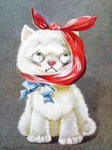 古い時代の猫のぬいぐるみカード　英国　EINCO FIFI