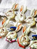 １２ひきの白うさぎ　ヴィンテージ　英国　クロモス　デコレーション　ペーパークラフト　　