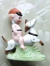 わんこの背に乗って　ローズオニール　アクションキューピー　ビスク　ドイツ　