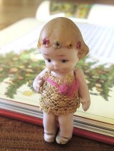 花かんむりの女の子　オールビスク　HERTWIG　花冠　アンティークドール　　　　