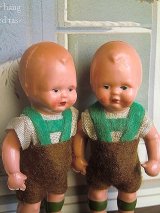 ドイツの子　ペア　ヴィンテージのミニチュアドール　