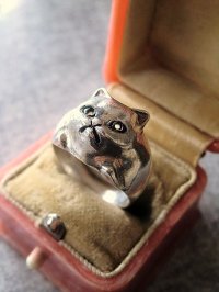 猫のリング　指輪　スターリング　シルバー９２５　ホールマーク　英国　　