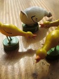 小鳥の親子　ドイツ エルツ地方のハンドクラフト　木工細工　４個セット　　　