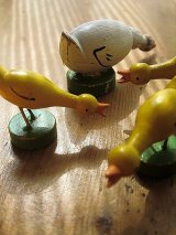 小鳥の親子　ドイツ エルツ地方のハンドクラフト　木工細工　４個セット　　　