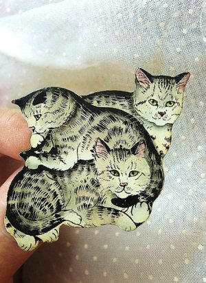 画像2: ねこが３びき　ヴィンテージのブローチ