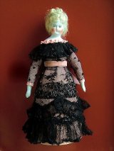 チャイナヘッドドール　ブロンドヘア　オリジナルドレス　２３，５ｃｍ　ドイツ　　　　　　