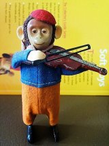 ゼンマイ仕掛けのトイ　おさるのバイオリン弾き　　アンティーク　ドイツ　シュコー　
