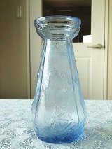 ヒアシンス　球根用　古い時代の水栽培容器　インクブルー　英国