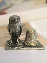 フクロウのシンブルホルダー　ピューター
