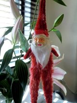 モールのサンタ　セルロイド　グラス　古い時代のクリスマスオーナメント　　