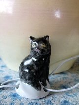 黒猫のドリップキャッチャー　ティ－ポット　ミニチュア　ドイツ　陶器　
