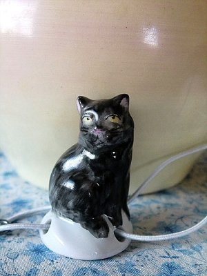 画像1: 黒猫のドリップキャッチャー　ティ－ポット　ミニチュア　ドイツ　陶器　