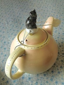他の写真3: 黒猫のドリップキャッチャー　ティ－ポット　ミニチュア　ドイツ　陶器　