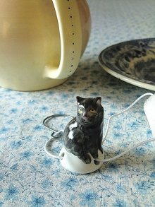 他の写真2: 黒猫のドリップキャッチャー　ティ－ポット　ミニチュア　ドイツ　陶器　