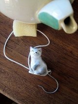 猫のドリップキャッチャー　ティ－ポット　ミニチュア　ドイツ　陶器　