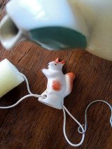 赤リスのドリップキャッチャー　ティ－ポット　ミニチュア　ドイツ　陶器　