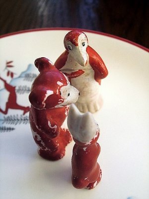 画像4: なかよしトリオ　３びき　オールビスクのペンギンと犬・うさぎ　セット　英国　