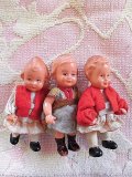 ３人仲良し　ドイツの子　ヴィンテージのミニチュアドール　