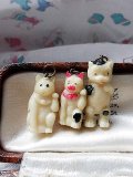 招き猫　ジャパンセルロイド　チャームのセット　アイボリー　