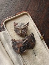 じっとみつめる猫のボタン　コッパー