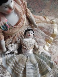 青いドレスのチャイナショルダードール　チャイナヘッドドール　人形の家　　　
