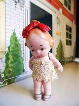 リボンを結んだ女の子　オールビスクドール　７、２ｃｍ　ドイツ　HERTWIG　　　　