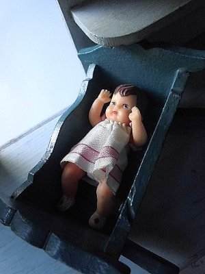 画像3: 揺り脚ベット　人形用サイズ　　ゆりかごベット　ドールハウス　人形の家