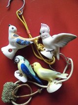 ミニチュアフィギア　ことり　ドイツの陶器　ドリップキャッチャー　針山ピンクッションにも　