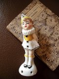 ピエロガール　ミニチュア　陶器　ハーフドール　ピンクッション　ドイツ