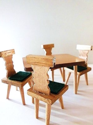 画像1: テーブル ＆ チェアー　ドールハウス　ダイニングセット　ミニチュア家具　