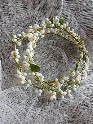 画像1: ワックスフラワー　花かんむり　花嫁のティアラ　フランスのアンティーク