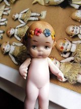 花かんむりの女の子　オールビスク　７ｃｍ　HERTWIG　ヘルトヴィヒ　アンティークドール　　　　