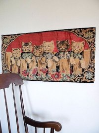 仔猫たちのタペストリー　ヴィクトリアンキャット　ウォールハンギング　