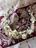 ワックスフラワー　花かんむり　花嫁のティアラ　フランスのアンティーク