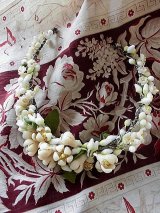 ワックスフラワー　花かんむり　花嫁のティアラ　フランスのアンティーク