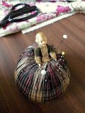 ドールのついたピンクッション　ハーフドールスタイル