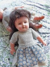 LAST ONE！　青いドレスの女の子　ミニチュア　セルロイドドール　ドイツ　ドールハウス